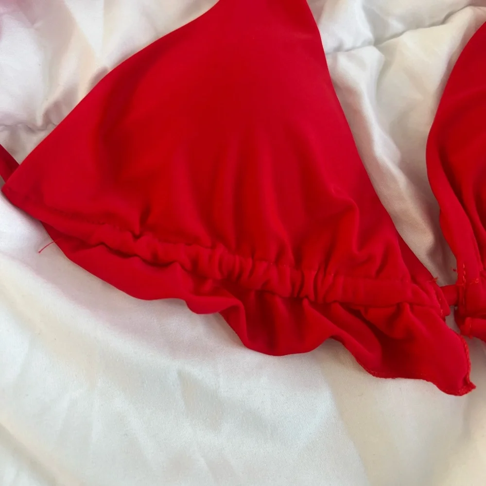 Red Ruffled Bikini Top - Picture 5 of 9